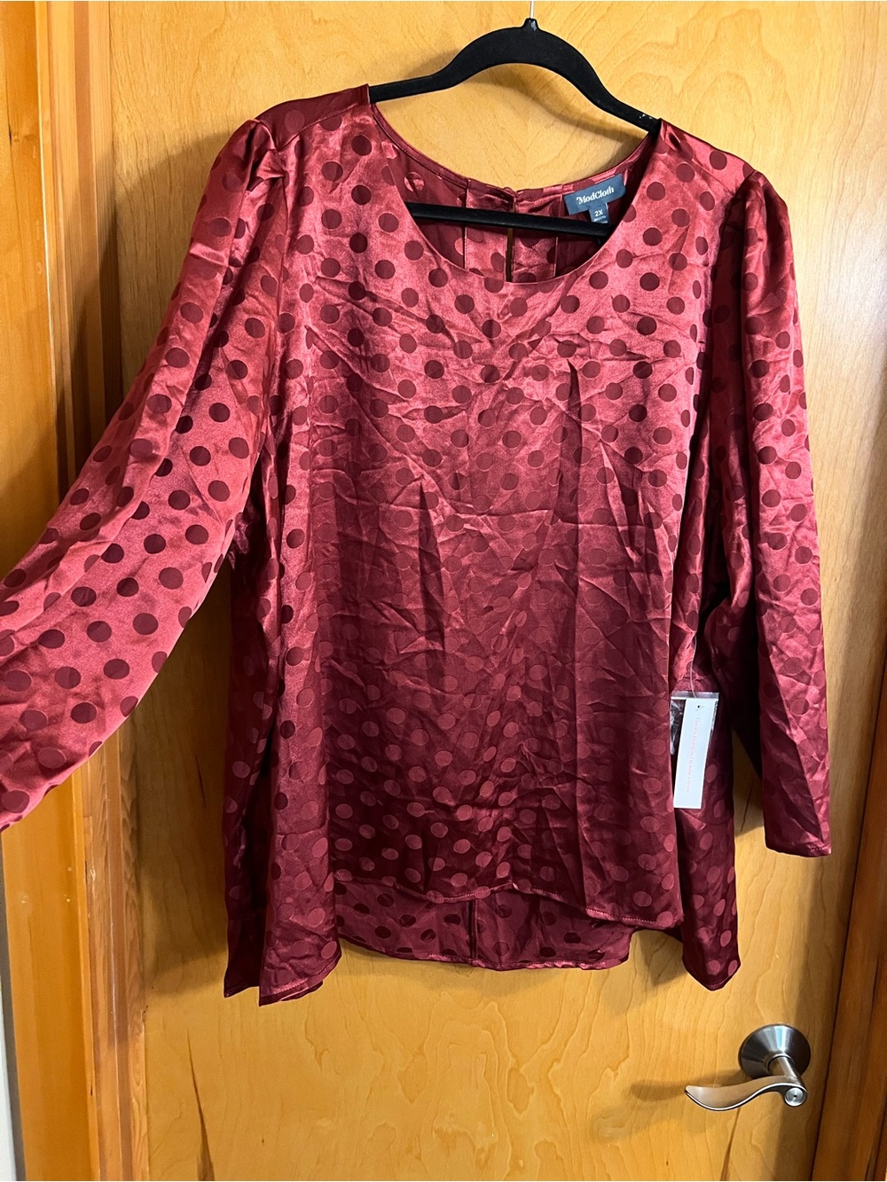 ❤️ Modcloth Red Polka Dot Satin Shirt NWT - 2X